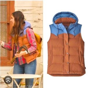 Patagonia Bivy Hooded Vest Sisu Brown Orange Blue S NWT Down Rare